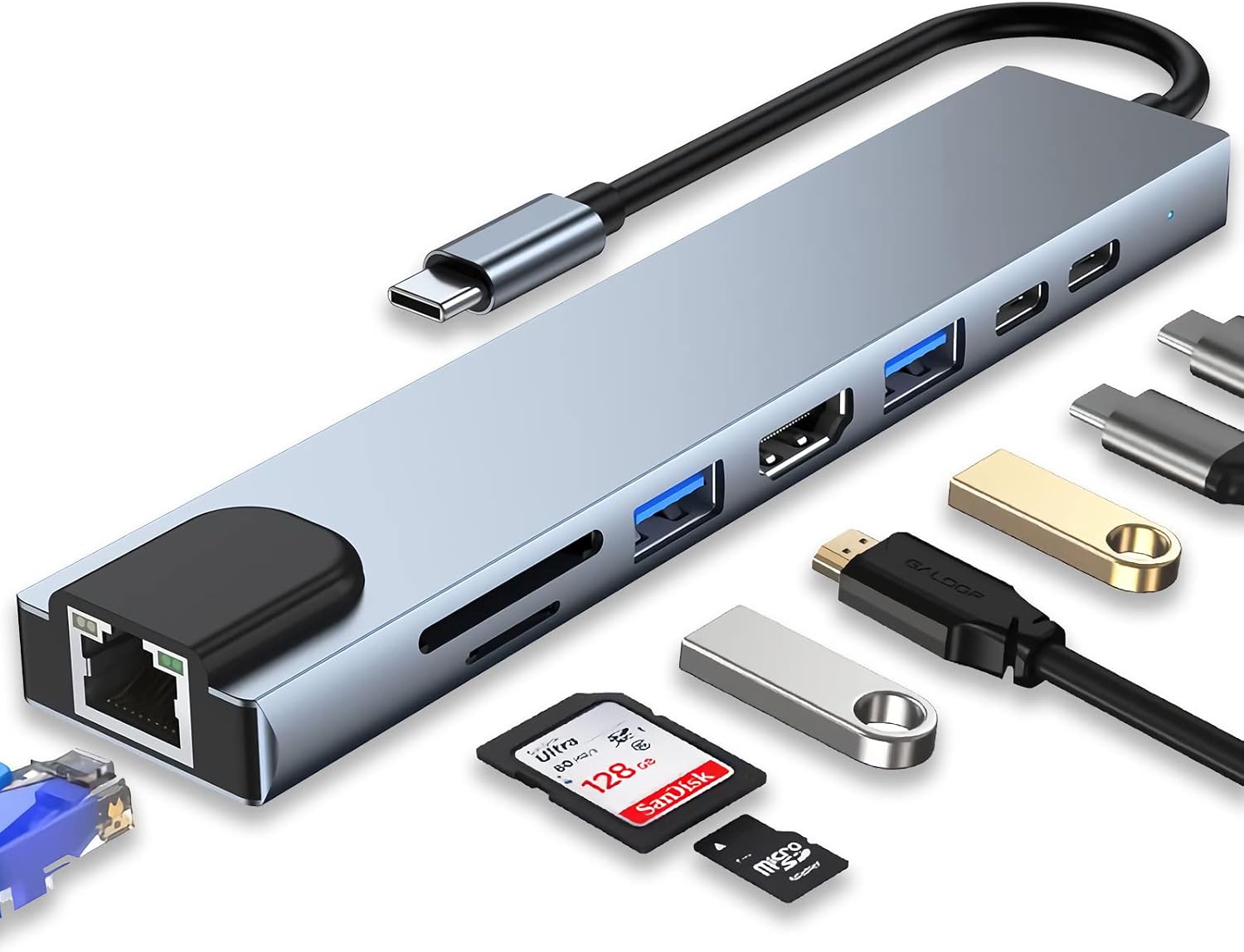Podłączone akcesoria do huba USB-C