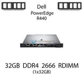 Pamięć RAM 32GB DDR4 dedykowana do serwera Dell PowerEdge R440, RDIMM, 2666MHz, 1.2V, 2Rx4