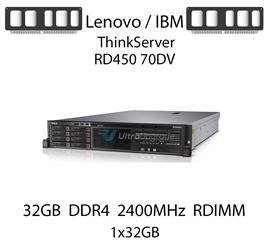 Pamięć RAM 32GB DDR4 dedykowana do serwera Lenovo / IBM ThinkServer RD450 70DV, RDIMM, 2400MHz, 1.2V, 2Rx4 - 46W0833