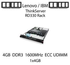 Pamięć RAM 4GB DDR3 dedykowana do serwera Lenovo / IBM ThinkServer RD330 Rack, ECC UDIMM, 1600MHz, 1.35V, 2Rx8 - 00D5012