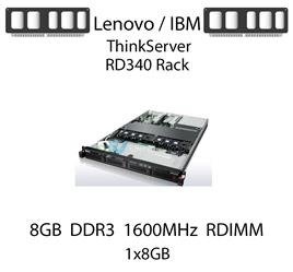 Pamięć RAM 8GB DDR3 dedykowana do serwera Lenovo / IBM ThinkServer RD340 Rack, RDIMM, 1600MHz, 1.35V, 2Rx4 - 90Y3109